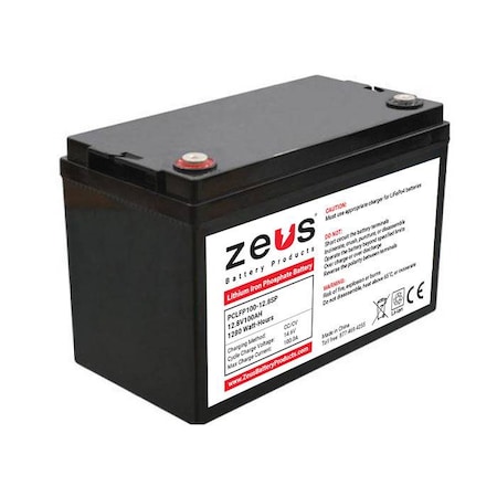 Zeus Battery Products 12.8V 100AH LiFePO4 Lithium Iron Phosphate PCLFP100-12.8SP